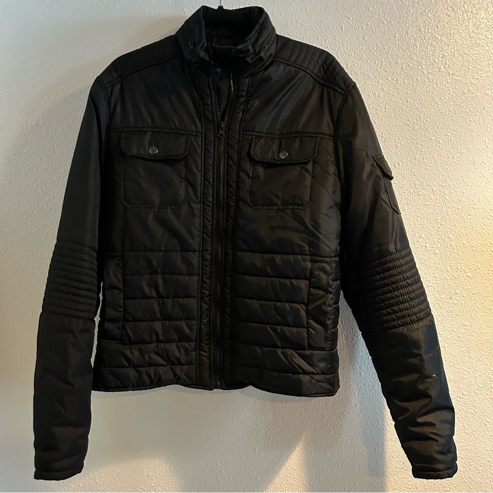 Pop Icon Men's Black Quilted Puffer Jacket Size Medium